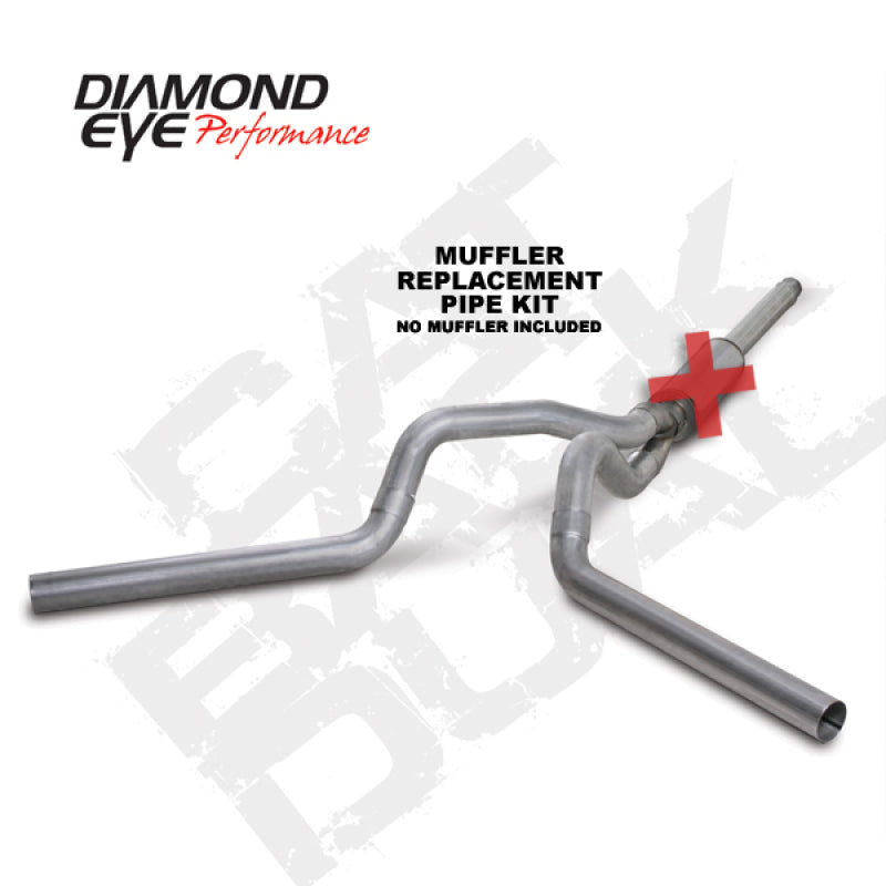 Diamond Eye KIT 4in CB MFLR RPLCMENT PIPE DUAL AL: 94-97 FORD 7.3L F250/F350 PWRSTROKE Diamond Eye Performance