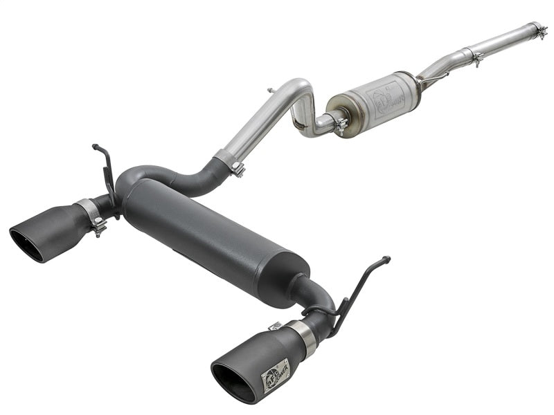 aFe Rebel Series 2.5in 409 SS Cat-Back Exhaust w/ Black Tips 2007+ Jeep Wrangler (JK) V6 3.6L/3.8L - eliteracefab.com