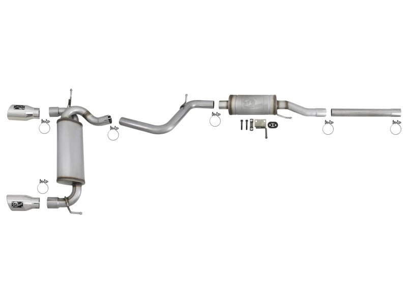 aFe Rebel Series 2.5in 409 SS Cat-Back Exhaust w/ Polished Tips 07+ Jeep Wrangler (JK) V6 3.6L/3.8L - eliteracefab.com