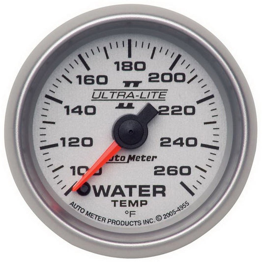 Autometer Ultra-Lite II 52mm 100-260 Deg F Full Sweep Electric Water Temperature Gauge 4955
