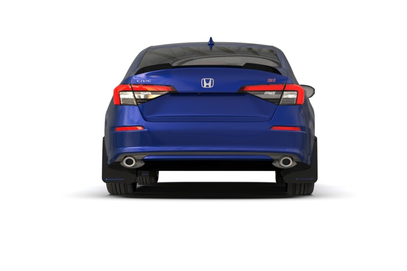 Rally Armor 2022 Honda Civic (Incl. Si/Sport/Touring) Black UR Mud Flap w/ White Logo - eliteracefab.com