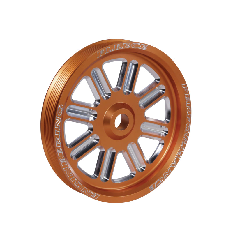 Fleece Performance Dodge Cummins Dual Pump Spoke Pulley (For Use w/ FPE Dual Pump Bracket) Orange Fleece Performance