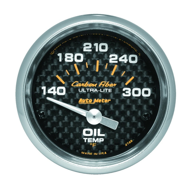 Autometer Carbon Fiber 52mm 140-300 Deg F Electronic Oil Temperature Gauge - eliteracefab.com