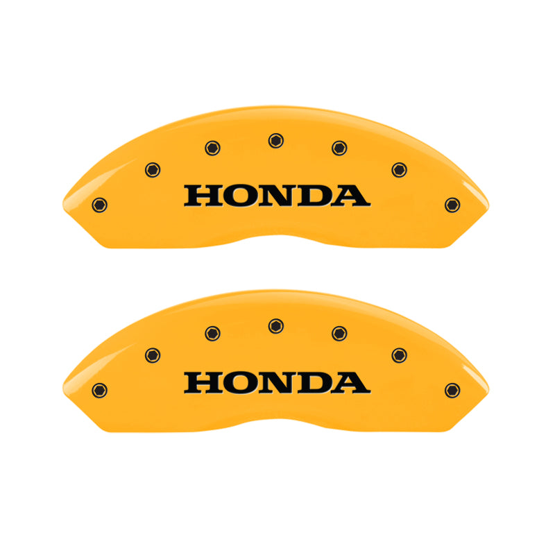 MGP 4 Caliper Covers Engraved Front Honda Engraved Rear H Logo Yellow finish black ch MGP