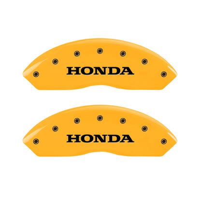 MGP 4 Caliper Covers Engraved Front Honda Engraved Rear H Logo Yellow finish black ch MGP