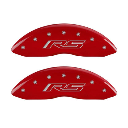 MGP 4 Caliper Covers Engraved Front & Rear Gen 5/RS Red finish silver ch - eliteracefab.com