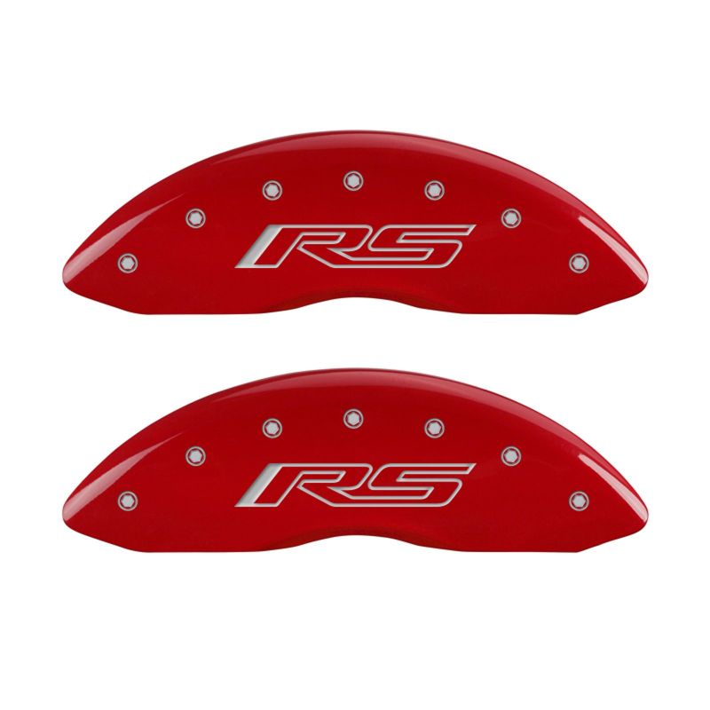 MGP 4 Caliper Covers Engraved Front & Rear Gen 5/RS Red finish silver ch - eliteracefab.com