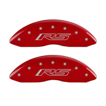 Load image into Gallery viewer, MGP 4 Caliper Covers Engraved Front &amp; Rear Gen 5/RS Red finish silver ch - eliteracefab.com