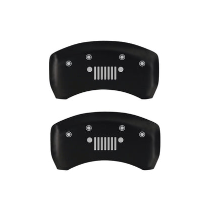 MGP 4 Caliper Covers Engraved Front JEEP Engraved Rear JEEP Grill logo Red finish silver ch MGP