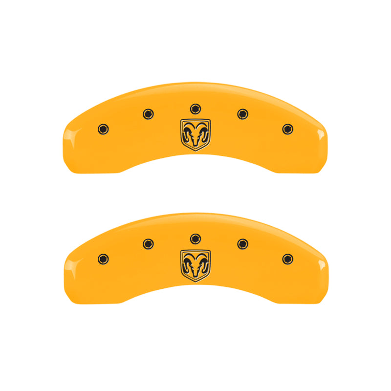 MGP 4 Caliper Covers Engraved Front Ram Rear Ramhead Yellow Finish Black Char 2007 Dodge Durango MGP