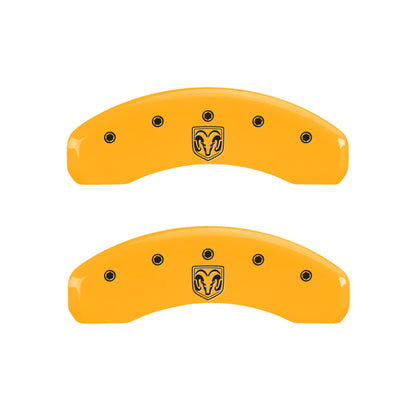 MGP 4 Caliper Covers Engraved Front Ram Rear Ramhead Yellow Finish Black Char 2007 Dodge Durango MGP