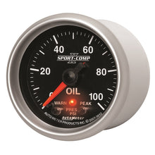 Load image into Gallery viewer, Autometer Sport-Comp II 52.4mm 0-100 PSI Oil Pressure Peak &amp; Warn w/ Electronic Control Gauge