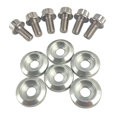 BLOX Racing New Fender Washers Kit M6 12pt - 6pc Large Diameter Silver BLOX Racing