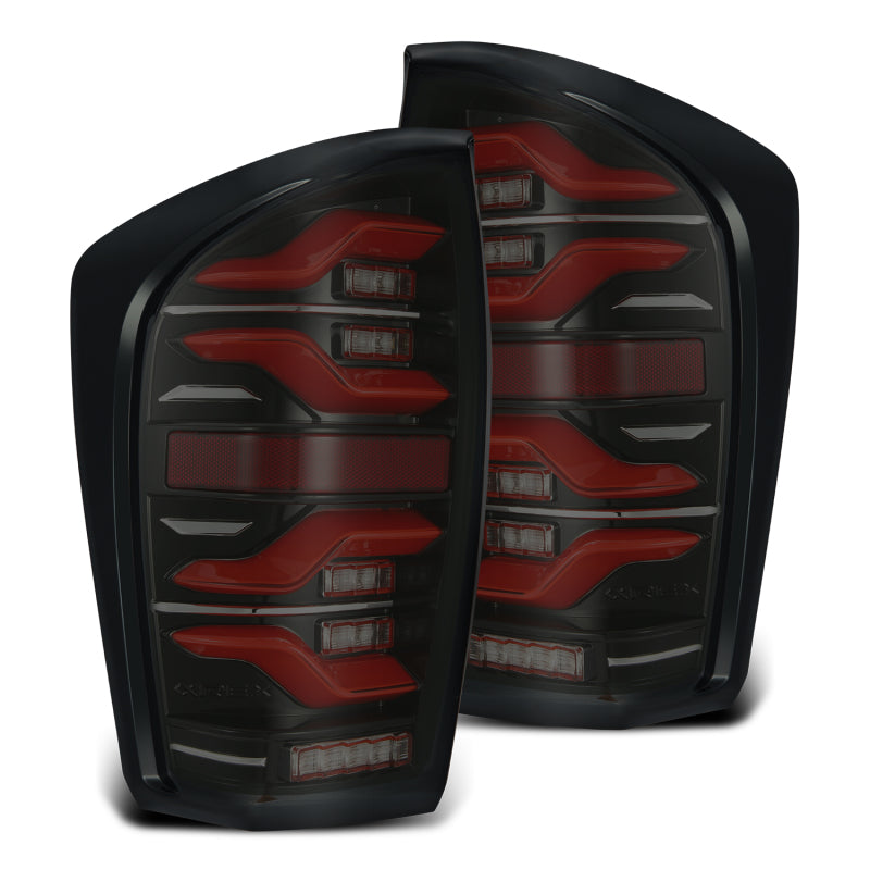 AlphaRex 680000 16-21 Toyota Tacoma LUXX LED Taillights Blk/Red w/Activ Light/Seq Signal