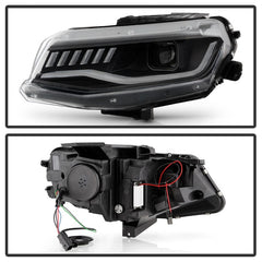 Spyder Chevy Camaro 16-18 Halogen Model Projector Headlights Black PRO-YD-CCAM16HALSI-SEQ-BK - eliteracefab.com