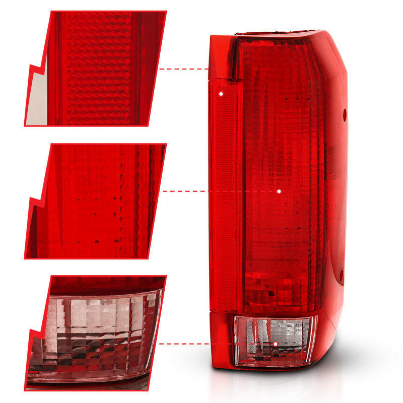 ANZO 1992-1996 Ford Bronco Taillight Red/Clear Lens (OE Replacement) - eliteracefab.com