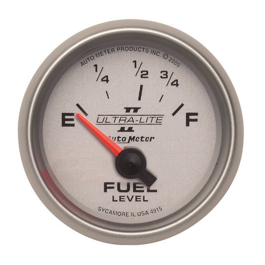 Autometer Ultra-Lite II 2-1/16in 73-10 OHMS Short Sweep Electronic Fuel Level Gauge 4915