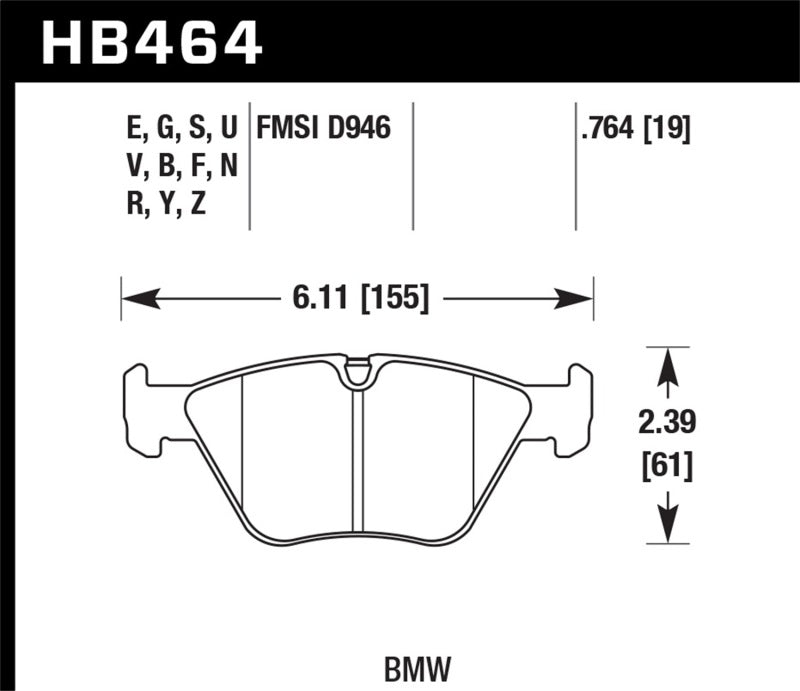 Hawk Performance DTC-50 Front Brake Pads - HB464V.764