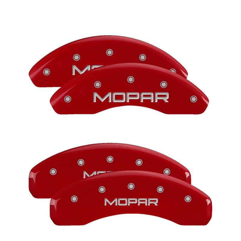 MGP 4 Caliper Covers Engraved Front & Rear MOPAR Red finish silver ch MGP