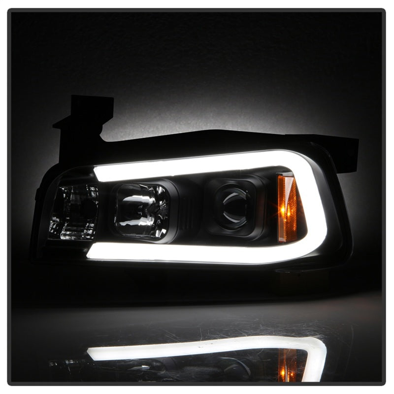 Spyder Dodge Charger 06-10 Projector Headlights - LED Light Bar - Black PRO-YD-DCH05V2-LB-BK - eliteracefab.com