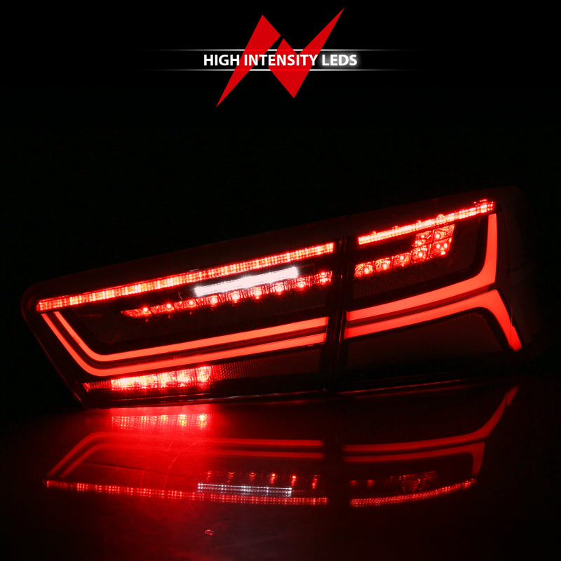 ANZO 2012-2018 Audi A6 LED Taillight Black Housing Red/Clear Lens 4 pcs (Sequential Signal) - eliteracefab.com