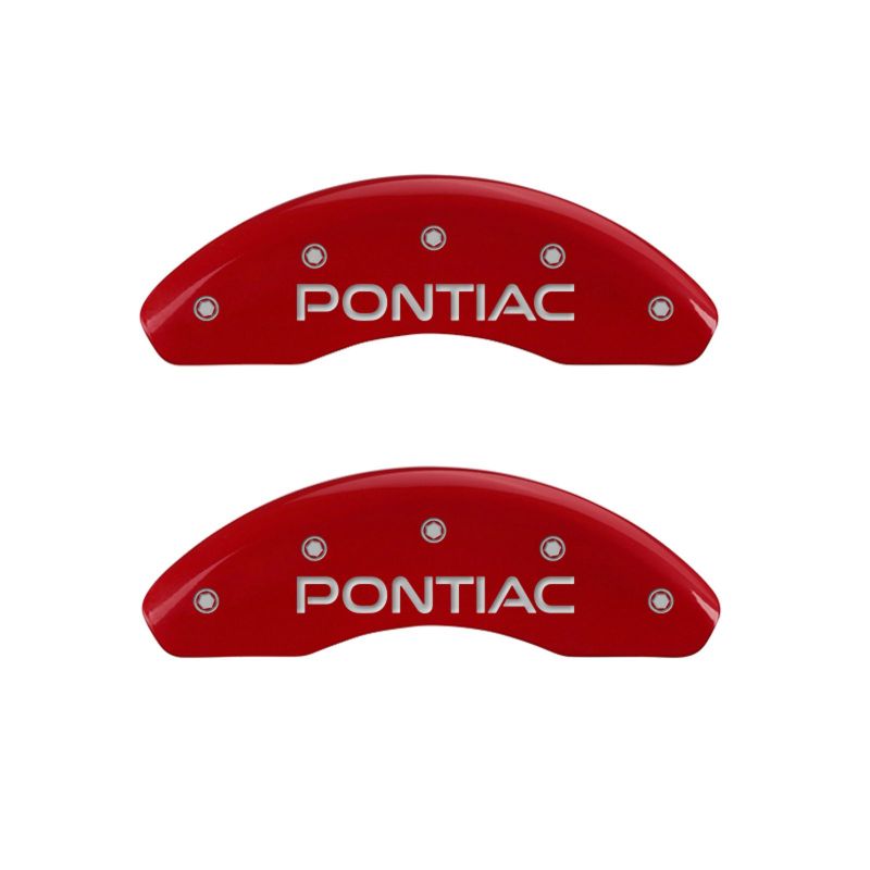 MGP 4 Caliper Covers Engraved Front Pontiac Engraved Rear G6 Red finish silver ch MGP