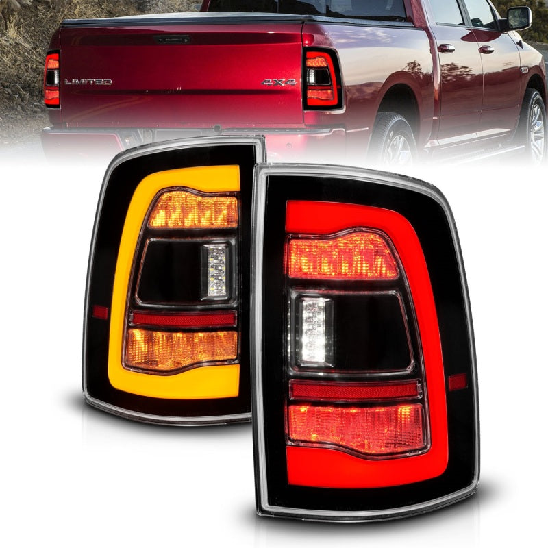 ANZO DODGE RAM 1500 09-18 / RAM 2500/3500 10-18 LED TAIL LIGHTS BLACK CLEAR LENS W/ AMBER SEQUENTIAL SIGNAL (FOR ALL MODELS) - 311471 ANZO