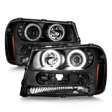 ANZO 02-09 Chevrolet Trailblazer (Will Not Fit 06-09 LT) Projector Headlights w/Halo Black Housing 111572