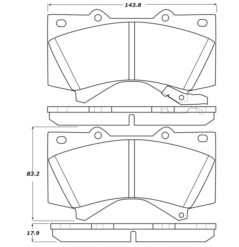 STOPTECH 07-17 TOYOTA TUNDRA STREET PERFORMANCE FRONT BRAKE PADS, 308.13030 - eliteracefab.com