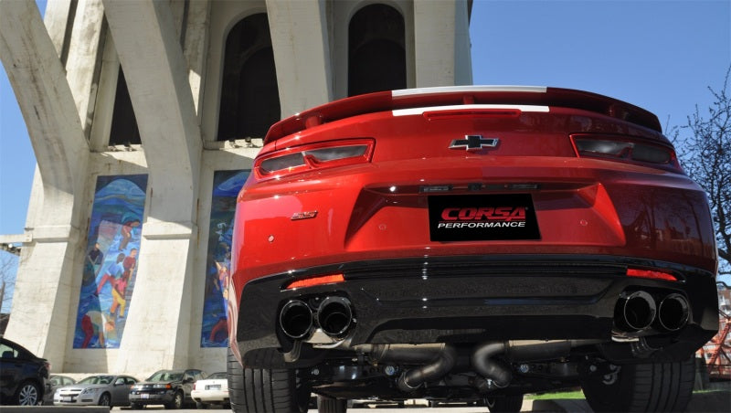 Corsa 16-18 Chevy Camaro SS Xtreme+ 2.75in Cat-Back Dual Rear Exit w/ Single 4.5in Black PVD Tip CORSA Performance