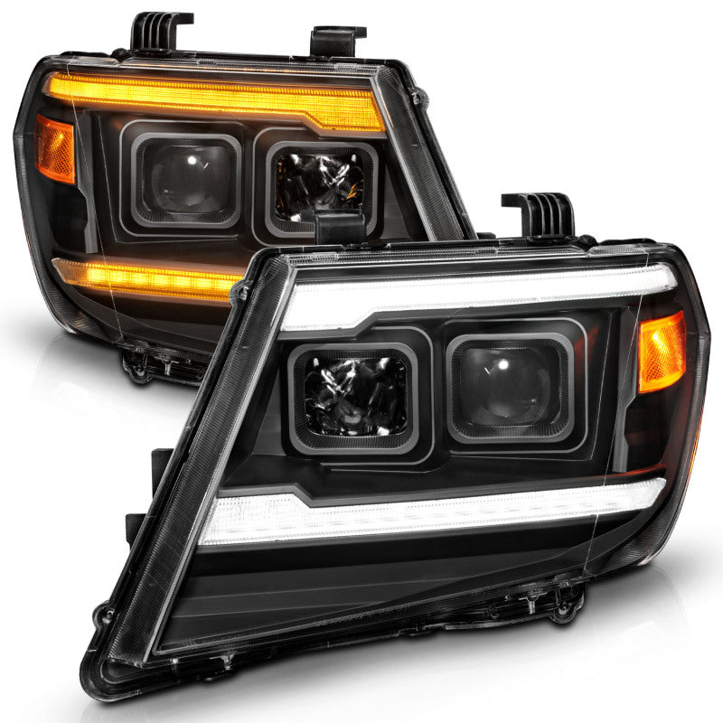 ANZO 09-20 Nissan Frontier Black Projector Plank Style DRL w/ Switchback & Sequential LED DRL ANZO