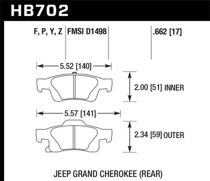 Hawk Performance HPS 5.0 Rear Brake Pads - HB702B.662 Hawk Performance
