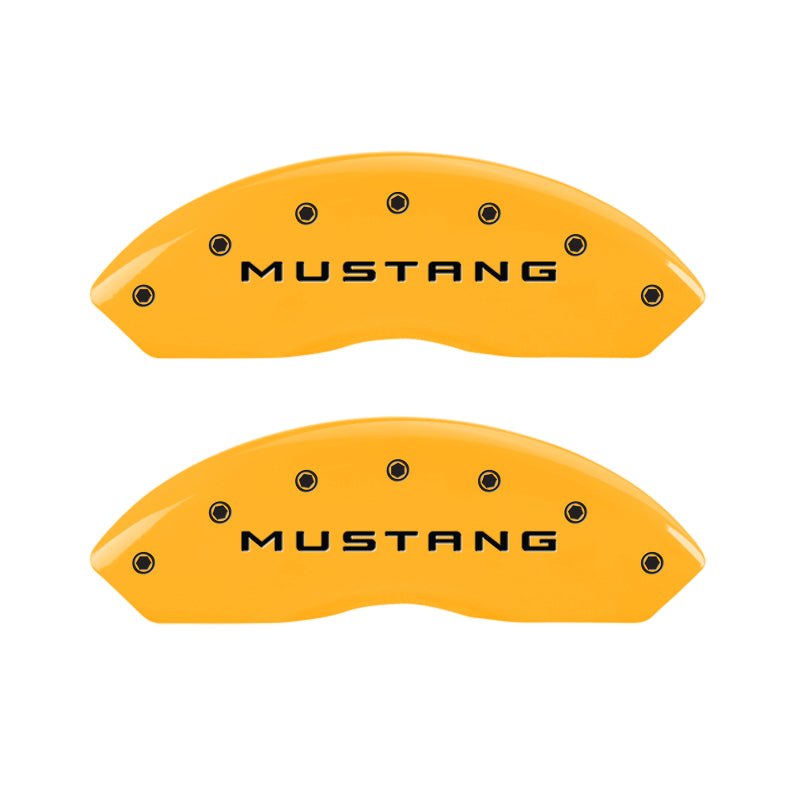 MGP 4 Caliper Covers Engraved Front Mustang Rear Bar & Pony Yellow Finish Blk Char 2004 Ford Mustang MGP