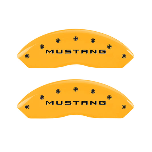 MGP 4 Caliper Covers Engraved Front Mustang Rear Bar & Pony Yellow Finish Blk Char 2004 Ford Mustang MGP