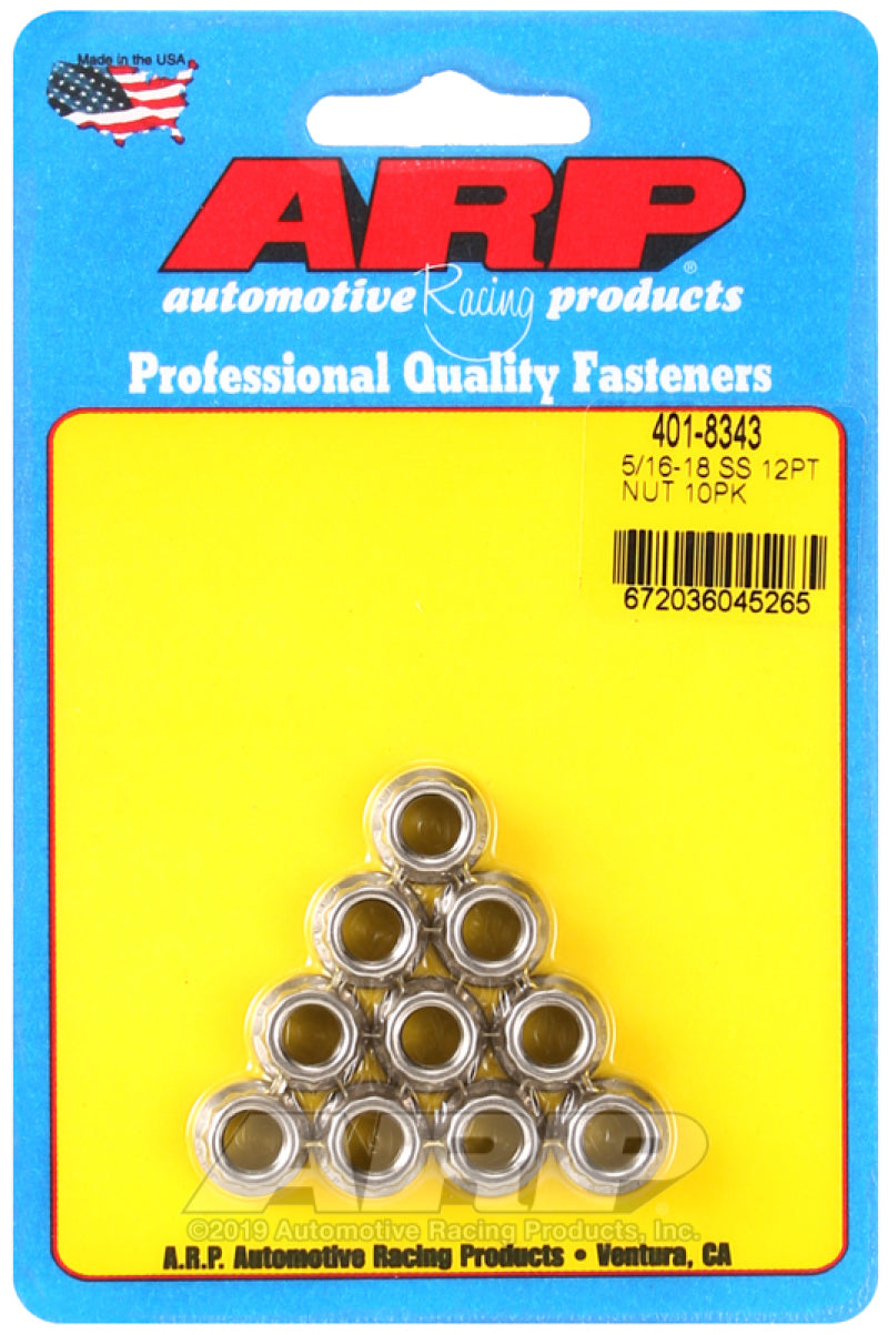 ARP 5/16-18 12PT Nut Kit SS - 10 PK ARP