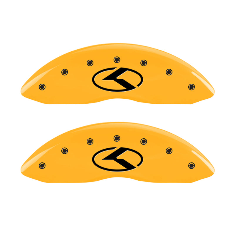 MGP 4 Caliper Covers Engraved Front & Rear Circle K/Kia Yellow finish black ch MGP