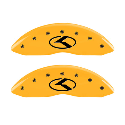 MGP 4 Caliper Covers Engraved Front & Rear Circle K/Kia Yellow finish black ch MGP