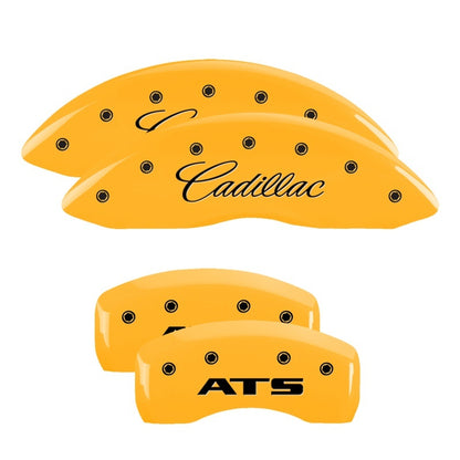 MGP 4 Caliper Covers Engraved Front Cadillac Engraved Rear ATS Yellow finish black ch MGP