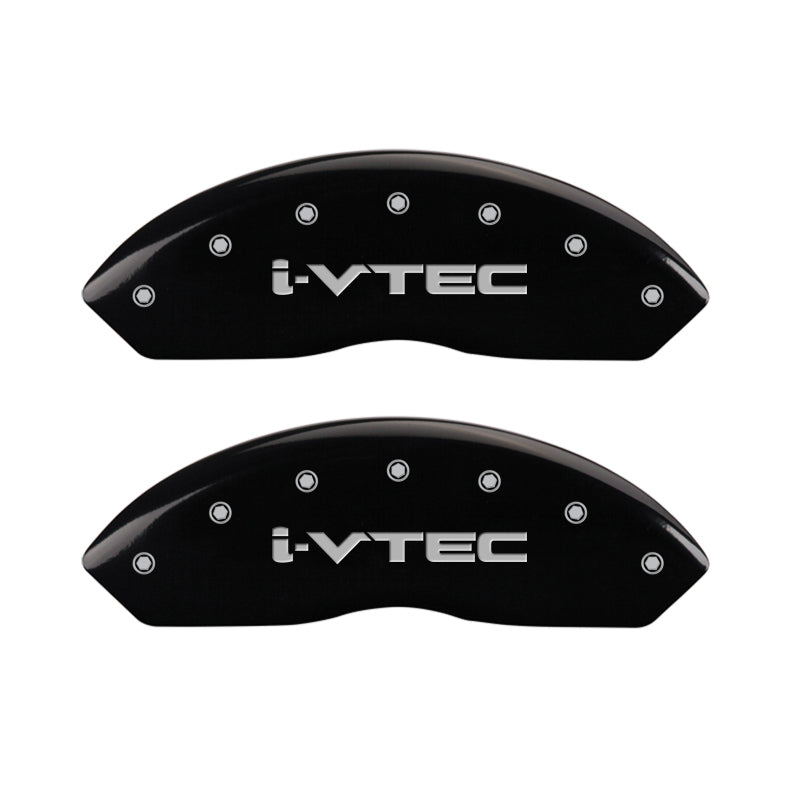 MGP 4 Caliper Covers Engraved Front & Rear i-Vtec Black finish silver ch MGP