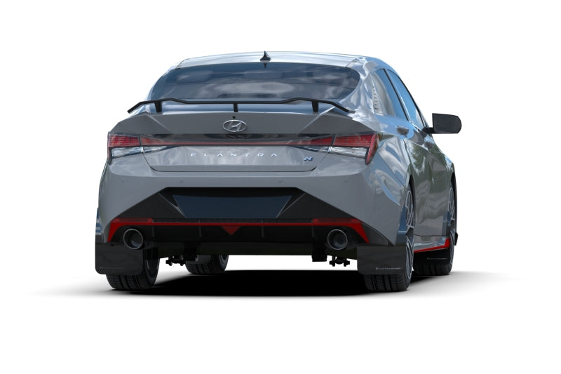 Rally Armor 2022 Hyundai Elantra N & N Line Black UR Mud Flap w/ Light Blue Logo - eliteracefab.com