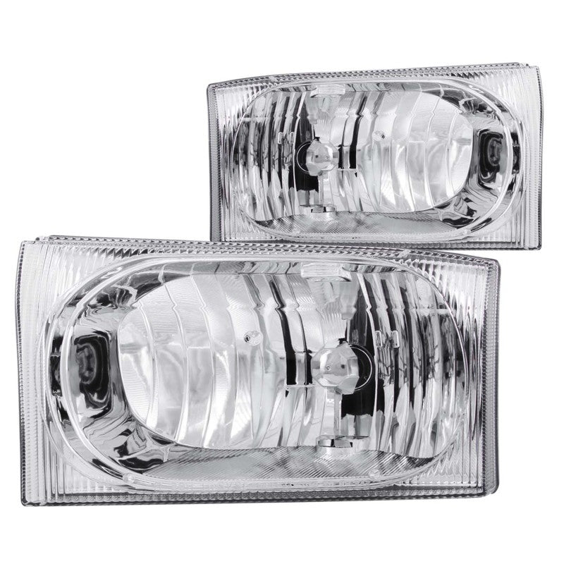 ANZO USA Ford Excursion Crystal Headlights Chrome 2pc; 2000-2004 - eliteracefab.com