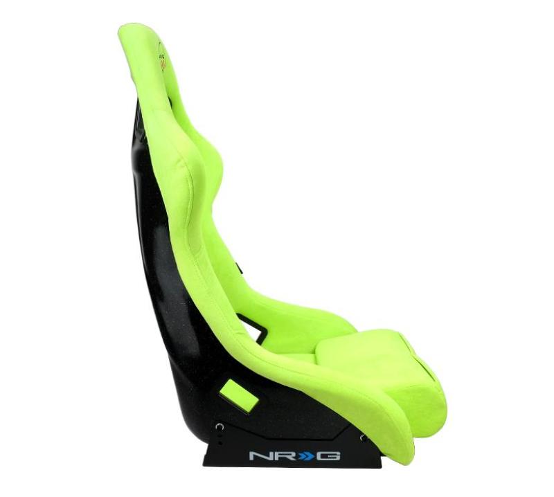 NRG FRP Bucket Seat PRISMA Edition - Large (Neon Green Alcantara/  Pearlized Back) - FRP-302NG-PRISMA