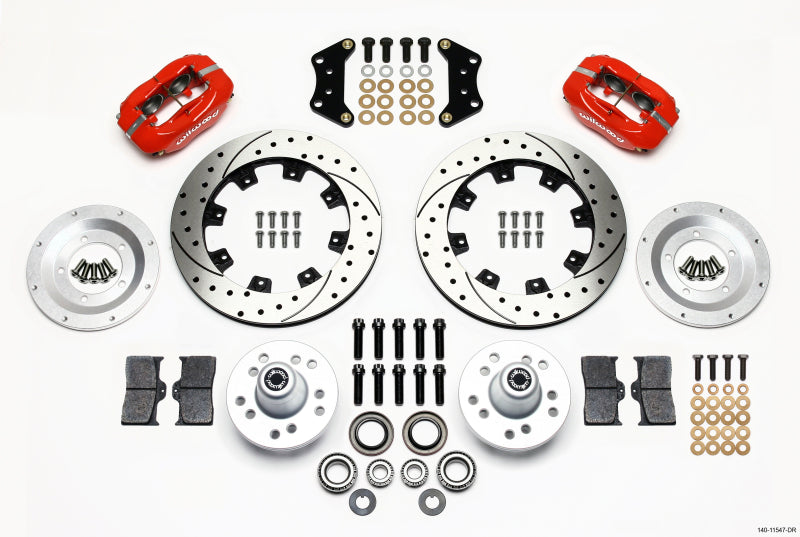Wilwood Forged Dynalite Front Kit 12.19in Drill-Red Magnum Force Drop Spndle Wilwood