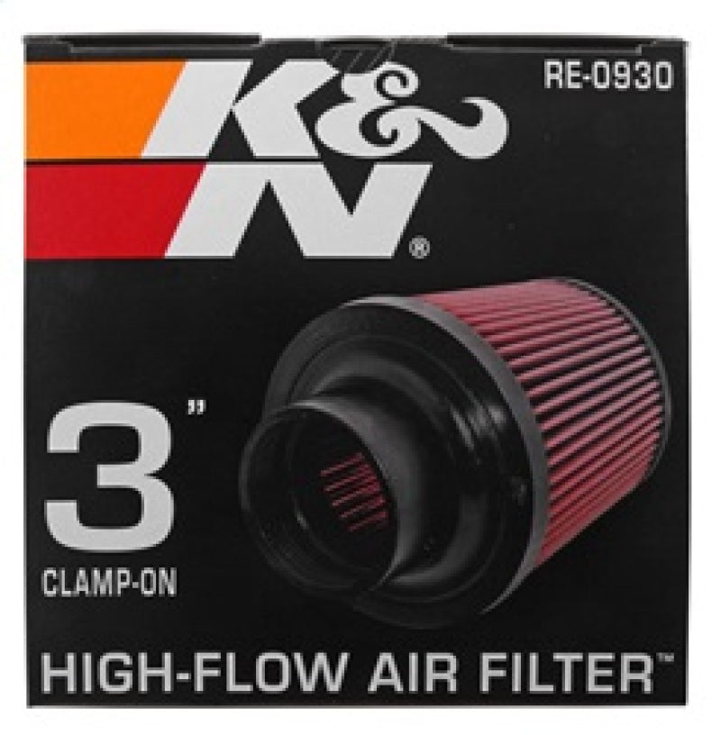 K&N Universal Rubber Filter - Round Tapered 6in Base OD x 3in Flange ID x 6in H - eliteracefab.com