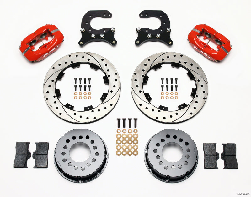 Wilwood Forged Dynalite P/S Rear Kit Drilled Red Chev 12 Bolt w C-Clips Wilwood