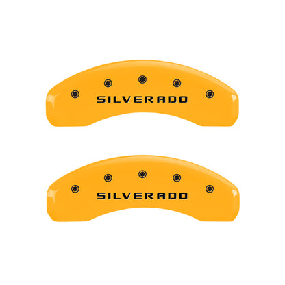 MGP 4 Caliper Covers Engraved Front & Rear Silverado style/SS Black finish silver ch MGP