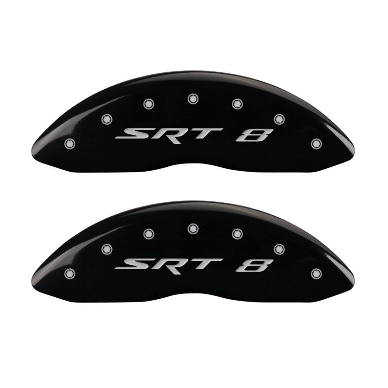 MGP 4 Caliper Covers Engraved Front & Rear SRT8 Black finish silver ch MGP