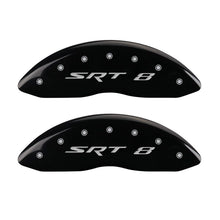 Load image into Gallery viewer, MGP 4 Caliper Covers Engraved Front &amp; Rear SRT8 Black finish silver ch MGP