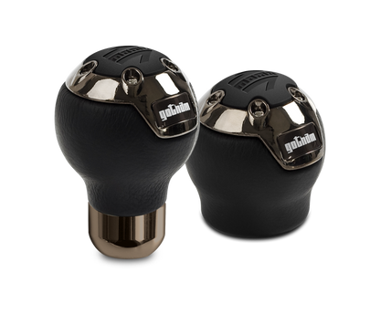 Momo Gotham Shift Knob - Black Leather, Dark Chrome Insert GOTBK1