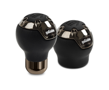 Load image into Gallery viewer, Momo Gotham Shift Knob - Black Leather, Dark Chrome Insert GOTBK1